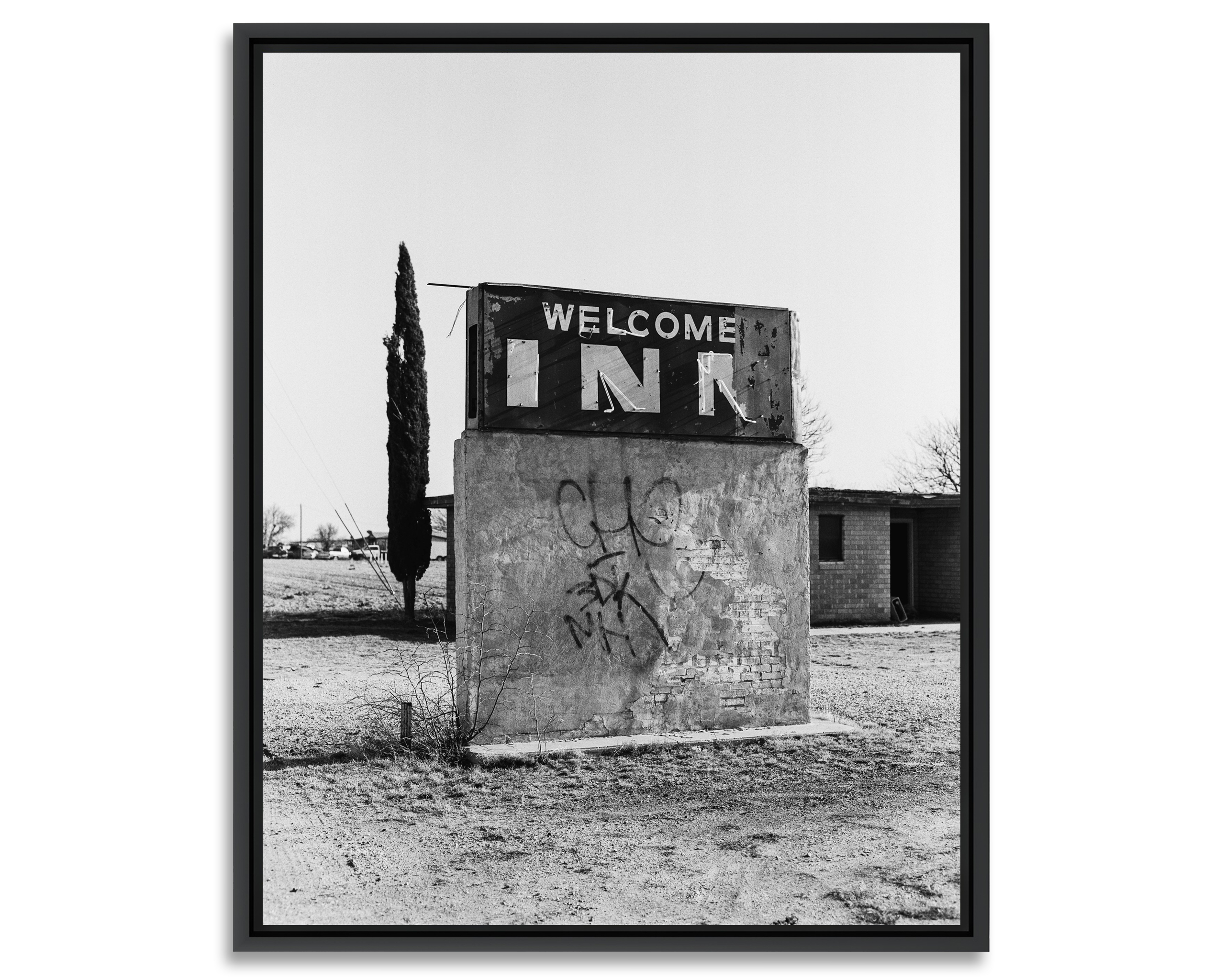 Welcome Inn Vestige d’un ancien business le long d’une route texane.