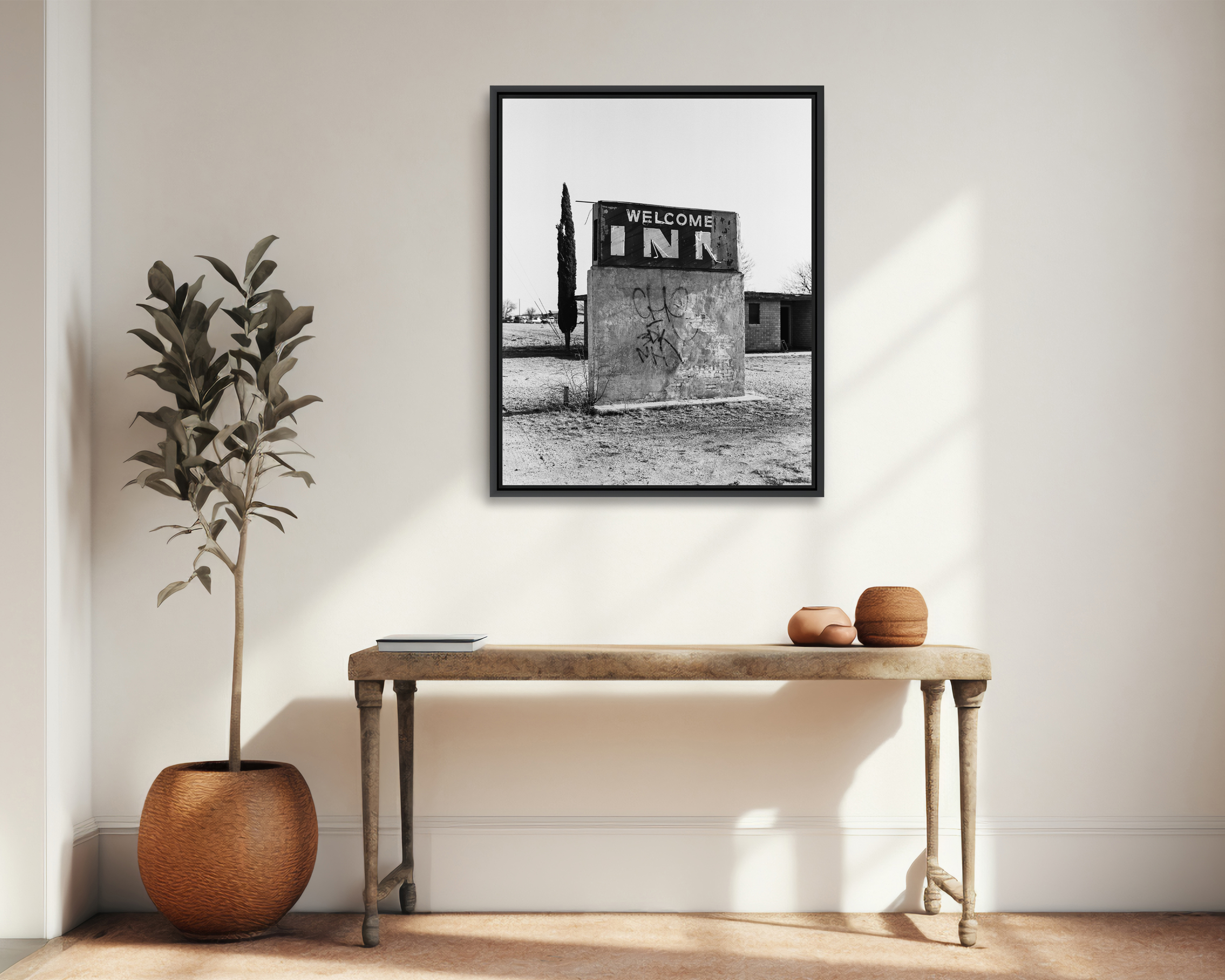 Welcome Inn Vestige d’un ancien business le long d’une route texane.